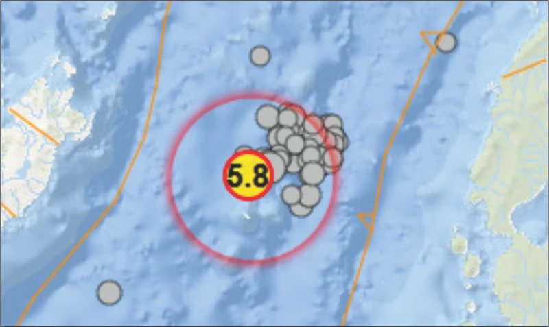 Dua Hari, 739 Kali Maluku Utara Diguncang Gempa. Terbaru Getaran 5,8 Magnetudo Landa Laut Pulau Batang Dua