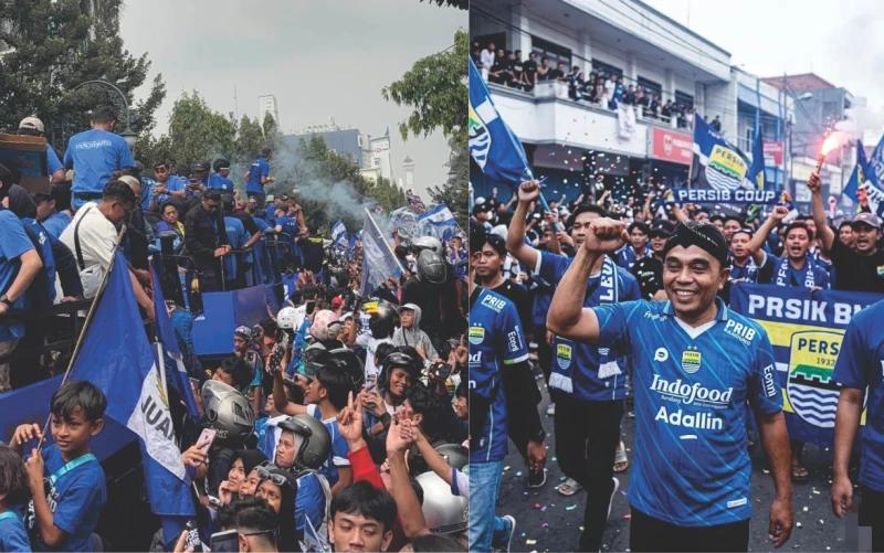 Kota Bandung 'Membiru', Ribuan Personil Gabungan Dikerahkan Untuk Amankan Konvoi Persip Juara
