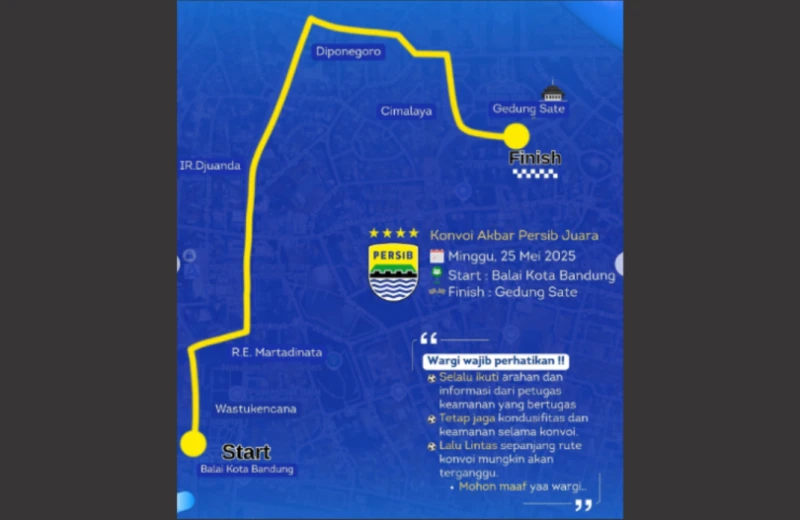 Ribuan Bobotoh Dipastikan Turut Konvoi Kemenangan Persib. Ini Rute yang Akan Dilalui Ribuan Bobotoh Dipastikan Turut Konvoi Kemenangan Persib. Ini Rute yang Akan Dilalui