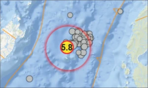Dua Hari, 739 Kali Maluku Utara Diguncang Gempa. Terbaru Getaran 5,8 Magnetudo Landa Laut Pulau Batang Dua