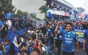 Kota Bandung 'Membiru', Ribuan Personil Gabungan Dikerahkan Untuk Amankan Konvoi Persip Juara